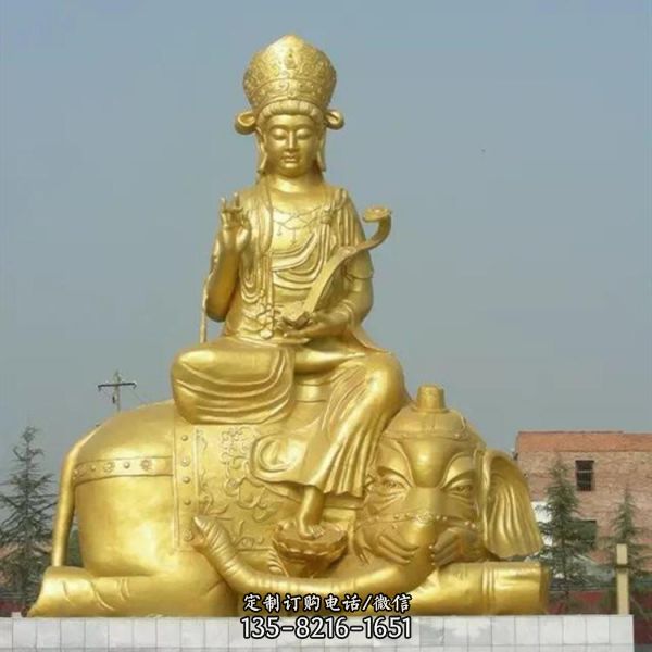 寺院供奉铸铜文殊普贤菩萨佛像雕塑（2）