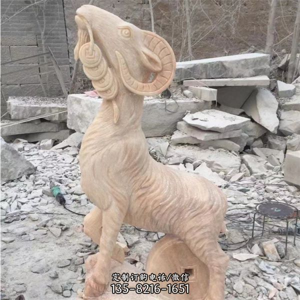 天然石材浮雕羊动物雕塑景区户外石雕