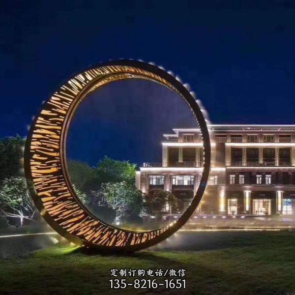 广场水景不锈钢抽象圆环创意镂空圆环雕塑