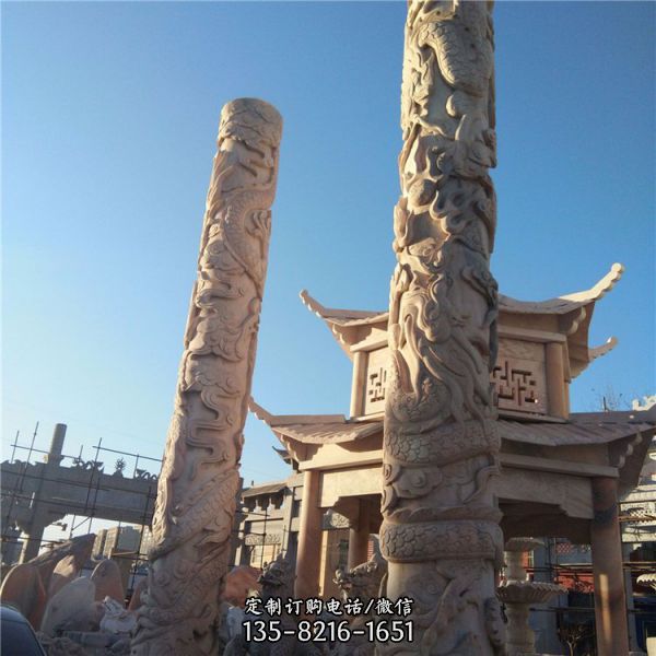广场故宫大型文化柱盘龙石柱雕塑（6）