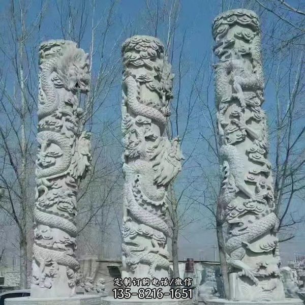 广场故宫大型文化柱盘龙石柱雕塑（5）