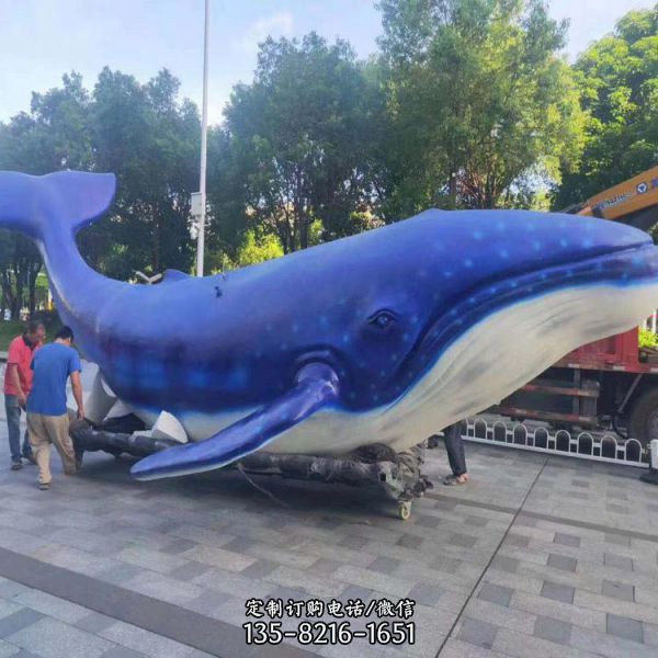 景区大型玻璃钢彩绘海洋动物景观鲸鱼雕塑