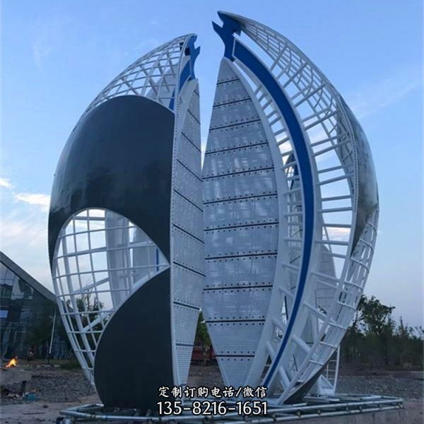 不锈钢帆船雕塑 大型城市企业杨帆公园景观异形标志摆件（5）