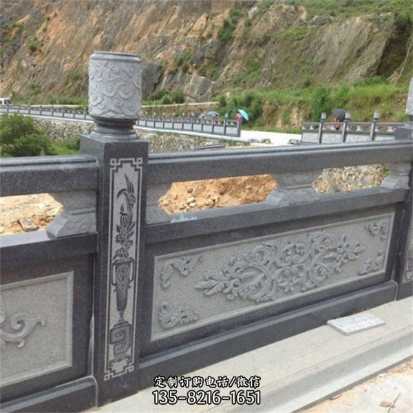 青石大理石雕刻花纹石栏杆  景区公路旁安装防护栏杆