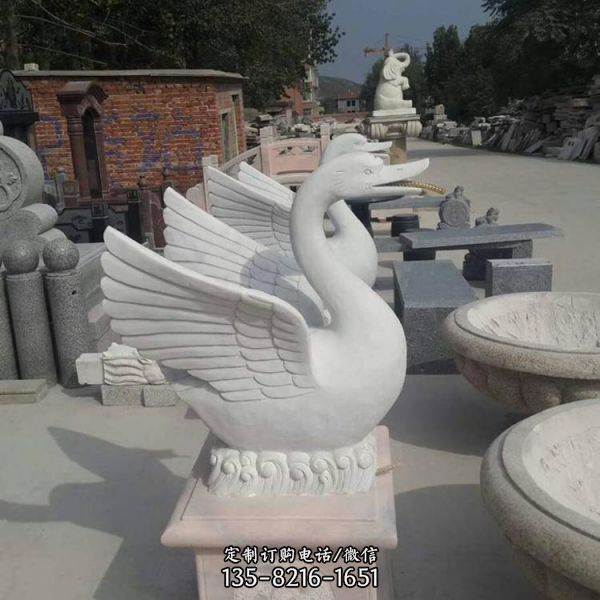 景观流水摆件 小区喷水石雕天鹅雕塑（2）