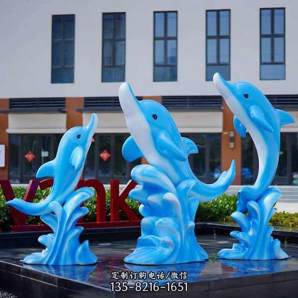 广场吉祥物玻璃钢海豚动物景观雕塑