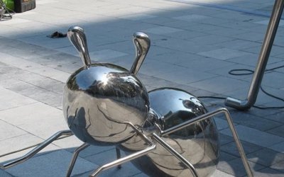 精美蚂蚁雕塑，是一款优秀的不锈钢镜面蚂蚁雕塑，它具…