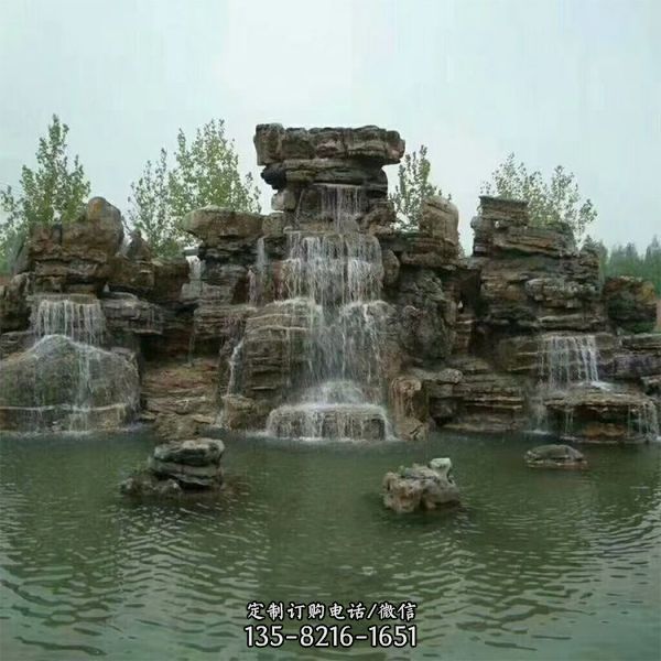 大型园林造景观赏水景观石 带水假山外景 外摆假山雕塑（4）