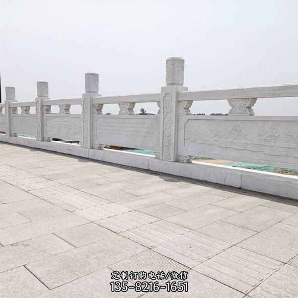 河道桥梁汉白玉雕刻石头防护栏杆雕塑（2）
