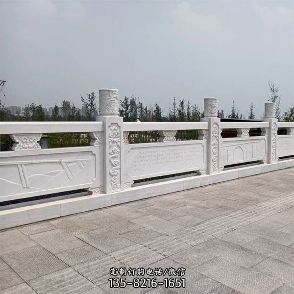 河道桥梁汉白玉雕刻石头防护栏杆雕塑（1）
