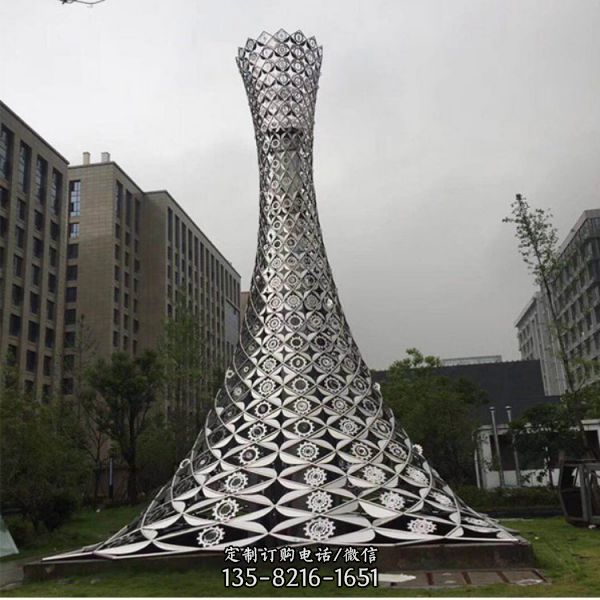 广场大型不锈钢镂空抽象艺术景观雕塑