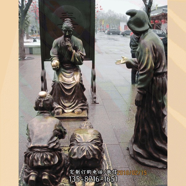 拜寿铜雕，中国传统风俗文化情景雕塑
