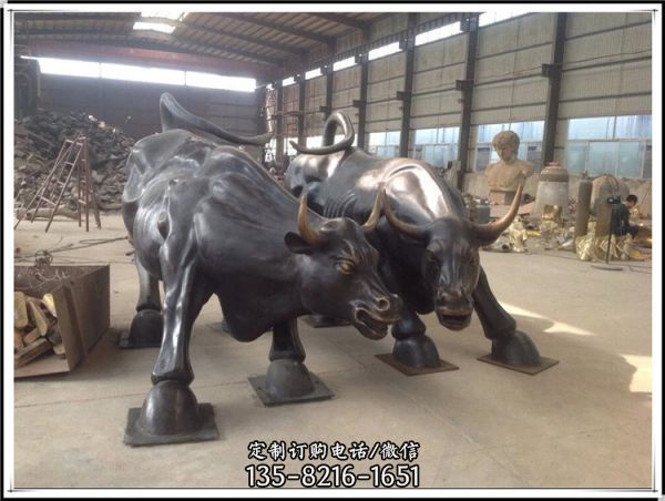 广场企业大型不锈钢仿铜园林农耕牛雕塑（4）