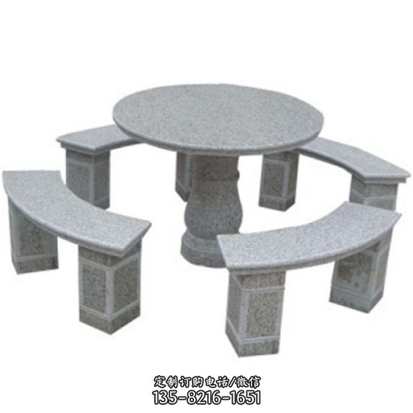 石桌雕塑-公园广场花岗岩圆形休息凉亭