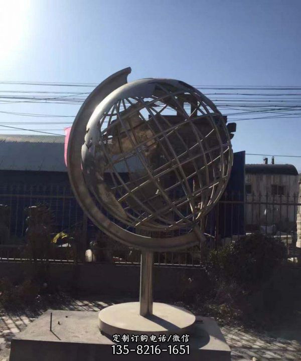 街边酒店创意大型圆球地球仪雕塑