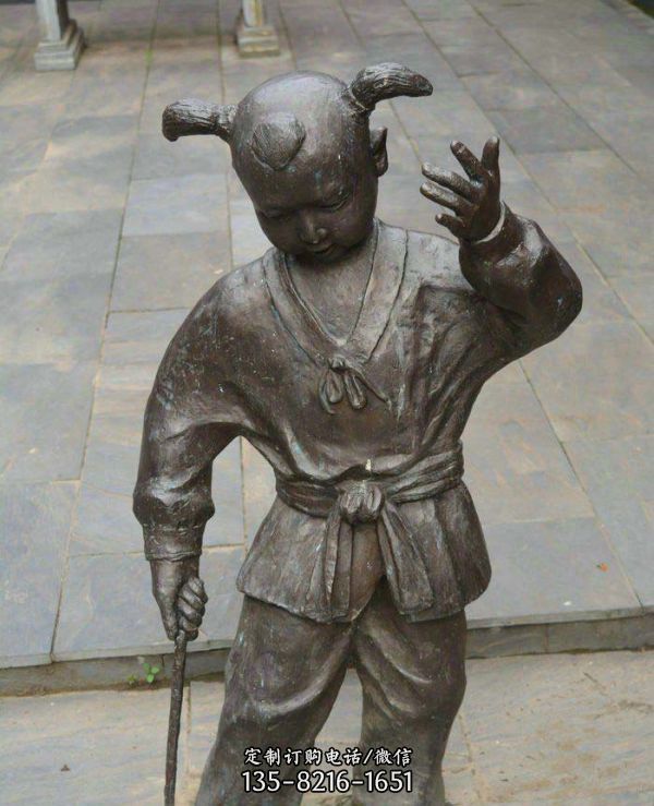 步行街打陀螺的小男孩景观铜雕