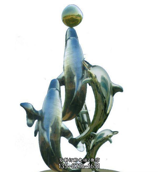 海洋色彩-不锈钢海豚雕塑