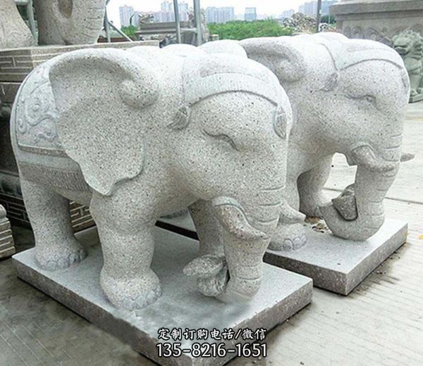 户外景区创意砂石石雕大象雕塑
