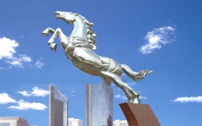 马雕塑不锈钢壮丽飞翔
