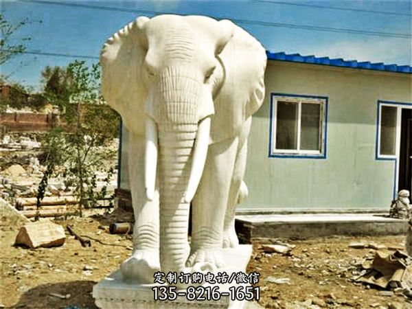 庭院创意汉白玉石雕大象雕塑，即大象雕塑，它完美的结…