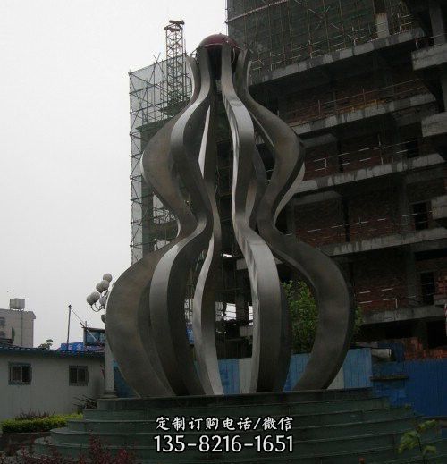 精巧雕刻不锈钢大型葫芦雕塑

