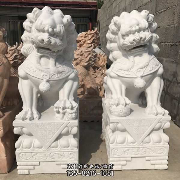 汉白玉石雕家用一对看大门的狮子雕塑