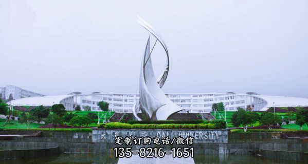 大学校园广场航帆希望创意不锈钢船雕塑