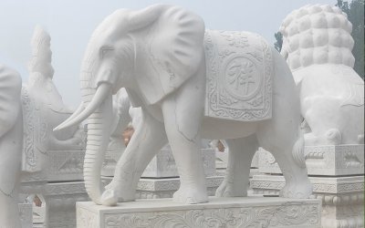 汉白玉石财神大象雕塑