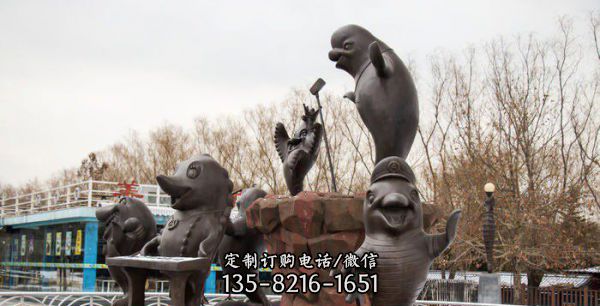 海豚雕塑花园个性创意不锈钢海豚雕塑