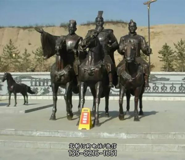 景区创意不锈钢将军骑马雕塑