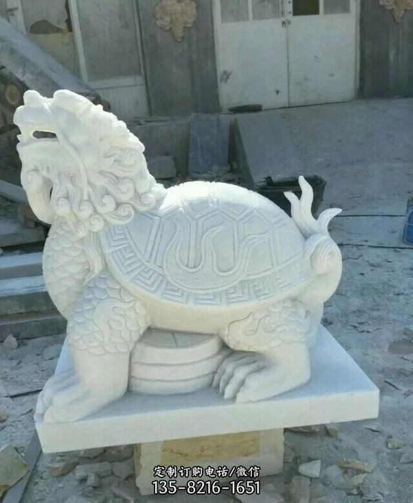 精致的汉白玉石雕创意龙龟雕塑