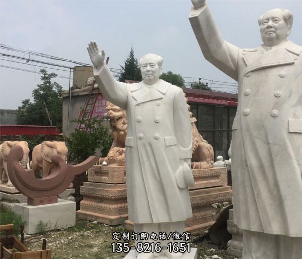 汉白玉挥手的户外广场伟人石雕毛泽东雕塑