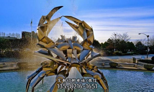大型公园摆放的不锈钢创意螃蟹雕塑