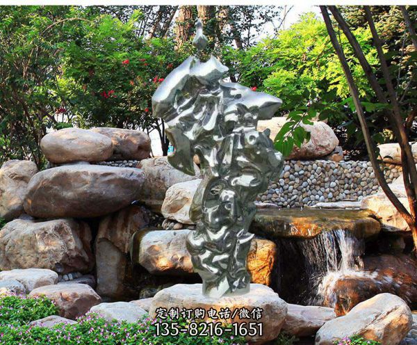 公园广场不锈钢镜面抽象太湖石雕塑