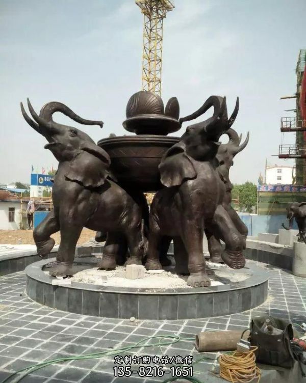 公园广场创意不锈钢仿铜大象雕塑