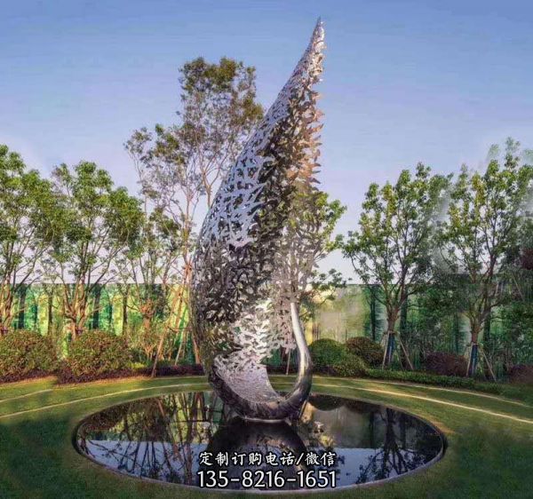 公园草坪创意不锈钢镂空抽象园林景观凤凰雕塑
