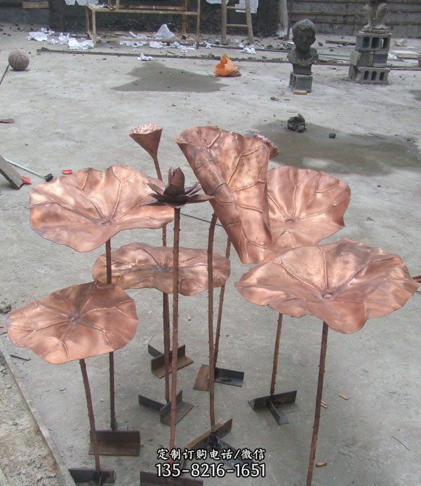 公园户外锻铜创意荷叶雕塑