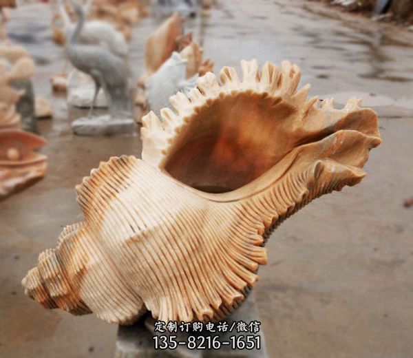 商场摆放的螺纹的花岗岩石雕创意海螺雕塑