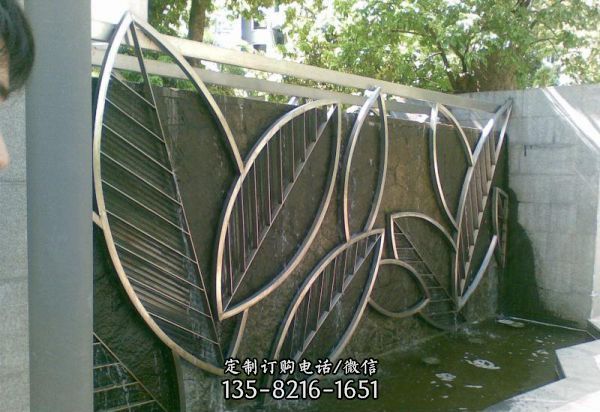 公园喷泉摆放不锈钢公园抽象树叶雕塑