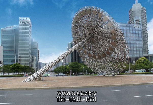城市大型不锈钢镂空创意日晷雕塑