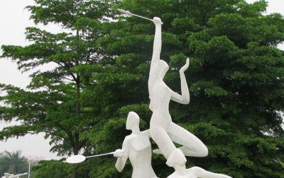 不锈钢羽毛球运动雕像