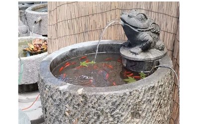 日式庭院石槽禅意流水摆件户外养鱼石盆鱼缸水景雕塑是…