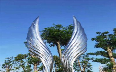 翱翔回响——公园不锈钢抽象翅膀雕塑