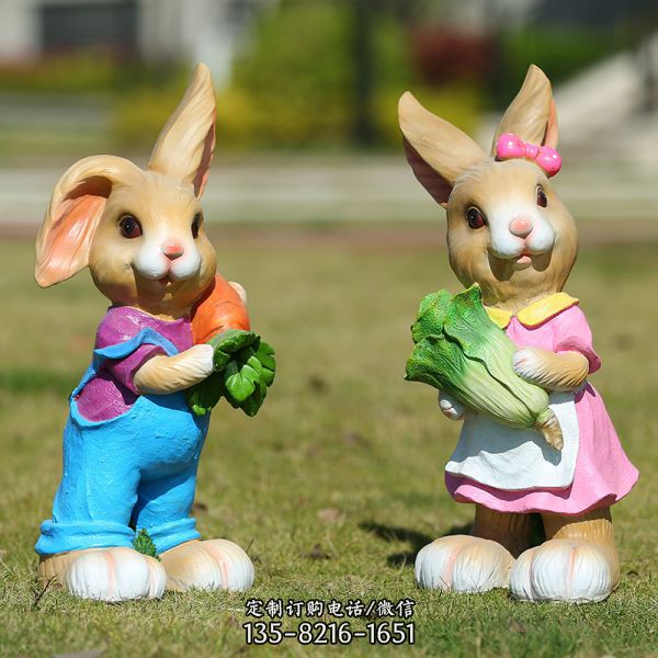 商店摆件两只可爱的玻璃钢兔子雕塑