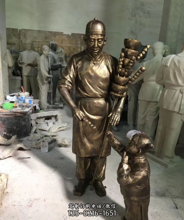 步行街公园民俗文化卖糖葫芦的人物铜雕
