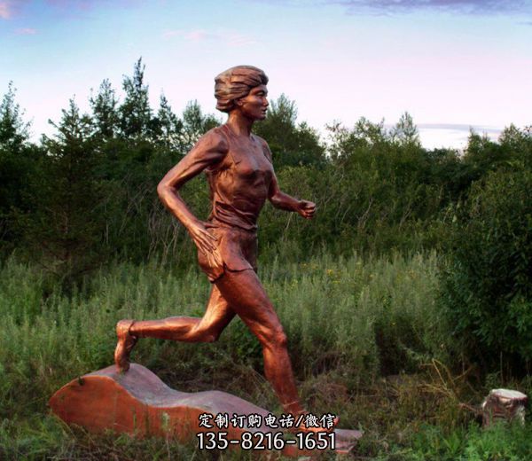 女人公园跑步运动主题人物玻璃钢仿铜雕塑