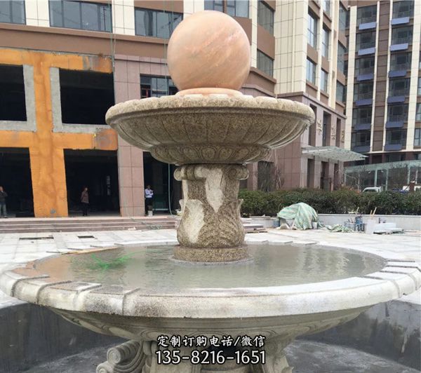 小区广场中心摆放大理石水头风水球喷泉雕塑
