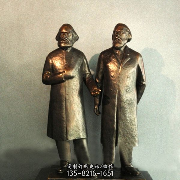 景区世纪伟人马克思和恩格斯铜雕抛光马克思雕塑