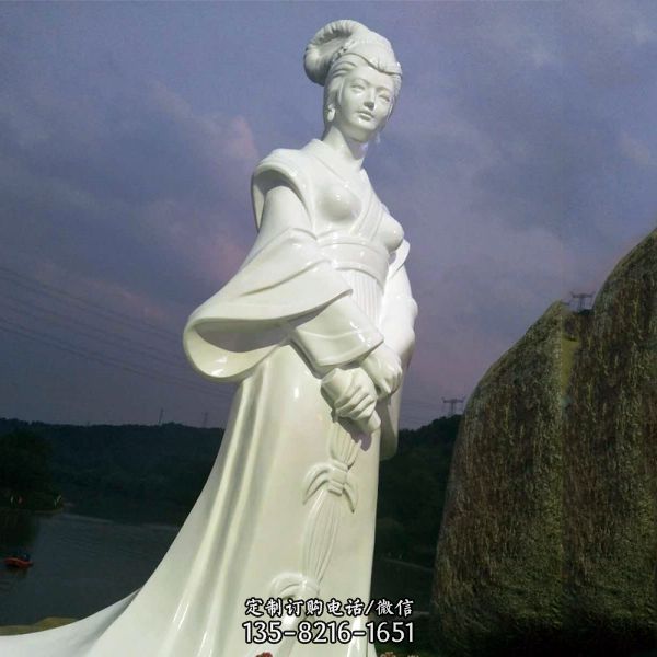 景区历史名人古代著名美女浮雕西施汉白玉石雕像