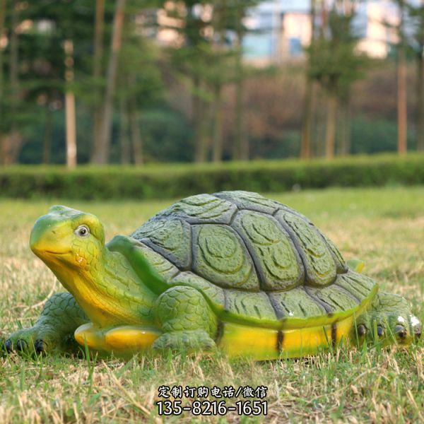 草坪创意玻璃钢彩绘仿真动物景观乌龟雕塑
